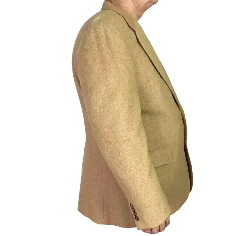 La Crosse Blazer Sport Coat Men 44L Long Beige Tan 2 Button Camel Hair Wool
